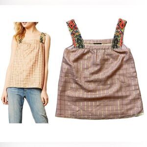 Anthropologie Vineet Bahl Sunlight Hours Embellished Boho Tank by Size XS